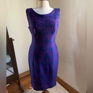 Purple blue lace overlay sleeveless form fitting dress